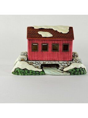 Vintage Lefton Colonial Village Covered Bridge 06751 Christmas Village 1988